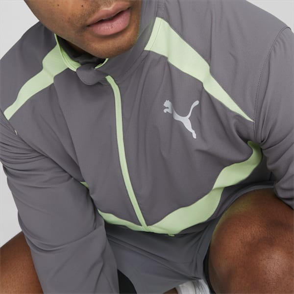 Campera de running Ultraweave para hombre, Cool Dark Gray-Speed Green, large-ARG