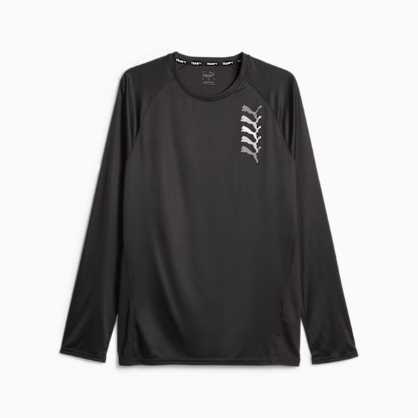 PUMA FIT Logo Graphic Long-Sleeve Training Tee Men, PUMA Black, large-ZAF