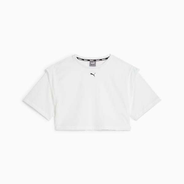 Camiseta Cropped PUMA Fit Mesh Feminina, Branco, large-BRA