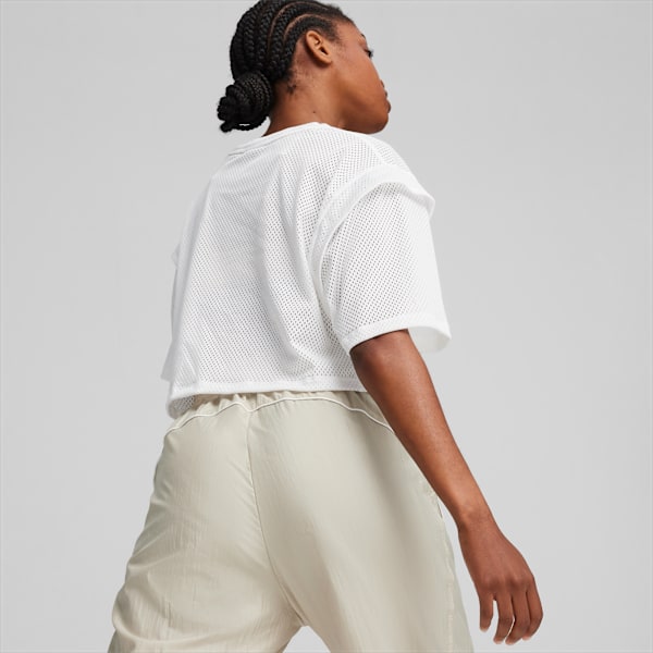 Camiseta Cropped PUMA Fit Mesh Feminina, Branco, large-BRA