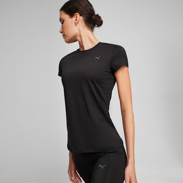 Studio Sheer Women's Fashion Training Tee, PUMA Black, large-MEX
