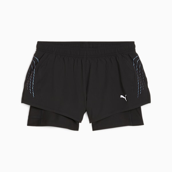 Shorts de running Run Velocity ULTRAWEAVE con estampado integral para mujer, PUMA Black, large-ARG