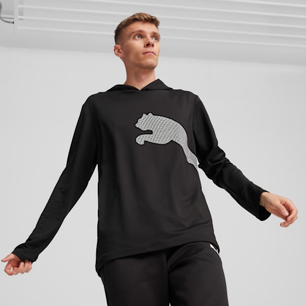 Sudadera con capucha para hombre Train All Day Big Cat, PUMA Black, large-MEX