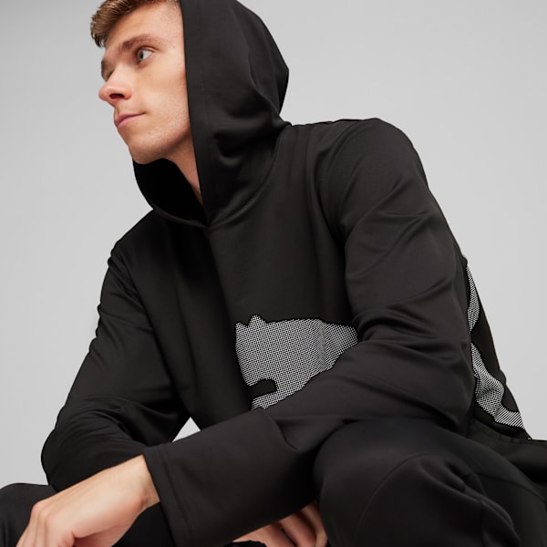 Sudadera con capucha para hombre Train All Day Big Cat, PUMA Black, large-MEX