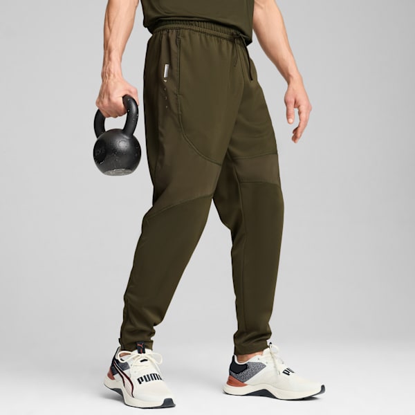 Pantalones angostos Panelled para hombre, Dark Olive, large-ARG