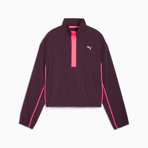 Buzo de cierre 1/4 para mujer, Midnight Plum-Sunset Glow, large-ARG