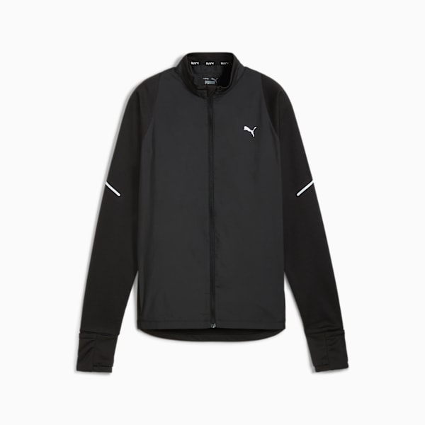 Jaqueta Fleece PUMA RUN Grid Woven Feminino, Preto, large-BRA