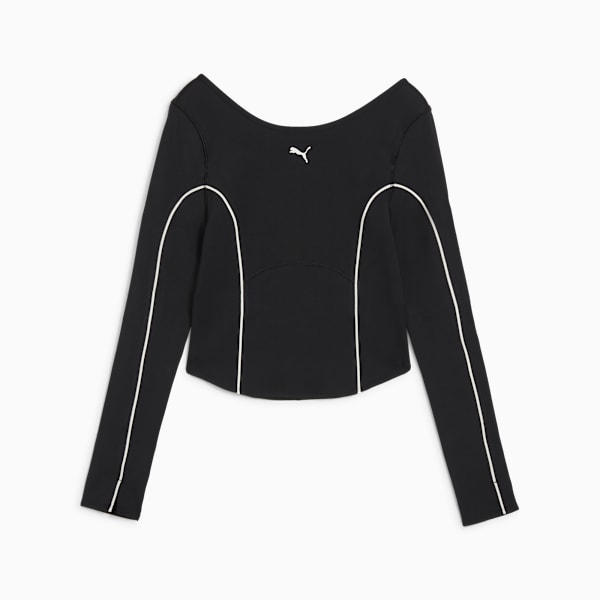 Playera manga larga CLOUDSPUN para mujer, PUMA Black, large-MEX