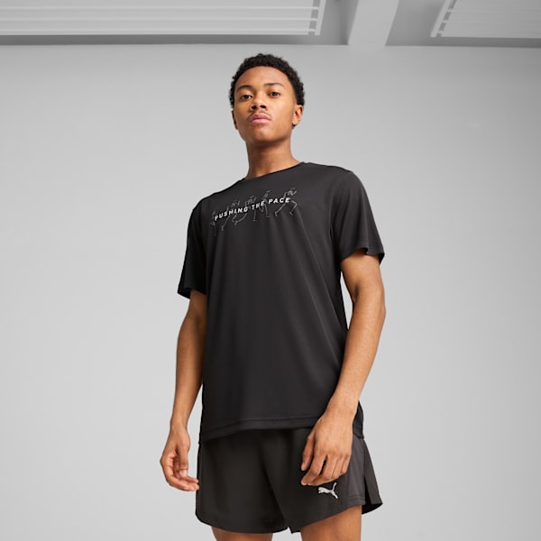 Playera estampada Running para hombre, PUMA Black-Q2, large-MEX