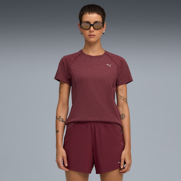 Remera de running VELOCITY III para mujer, Ruby Shimmer-Heather, large-ARG