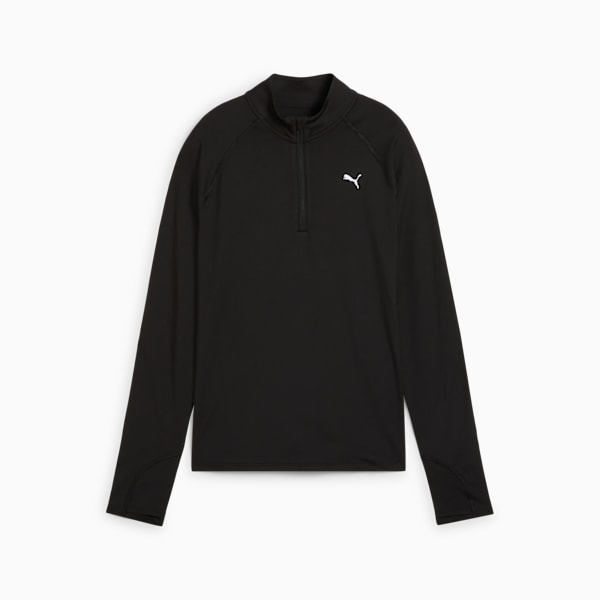 Camiseta 1/4 Zip RUN VELOCITY CLOUDSPUN Feminina, Preto, large-BRA