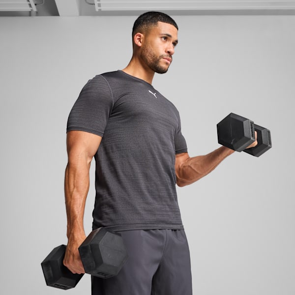 Playera Train All Day TECH Seamless para hombre, Galactic Gray-PUMA Black-Tonal Jacquard, large-MEX