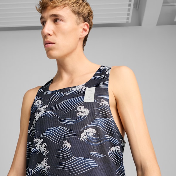 Playera estampada PUMA RUN FAV para hombre, New Navy, large-MEX