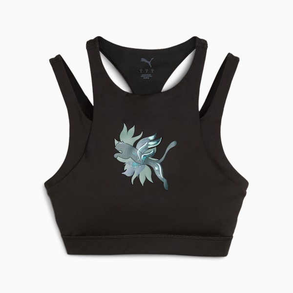 GREEN TERRAINS GRAPHIC BRA - MID Women, PUMA Black, large-MEX