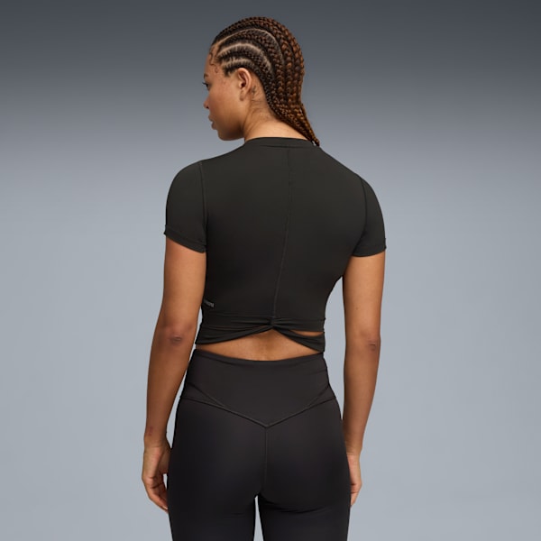 CLOUDSPUN Short Sleeve Twist Tee Women, PUMA Black, large-ZAF