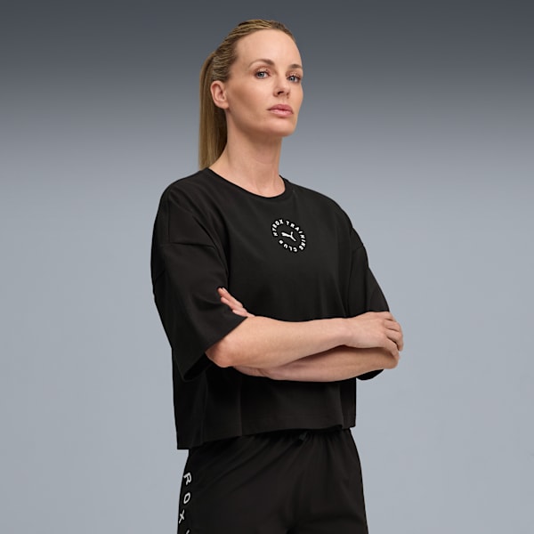 PUMA x HYROX Cropped Lifestyle Tee Women, PUMA Black, large-MEX