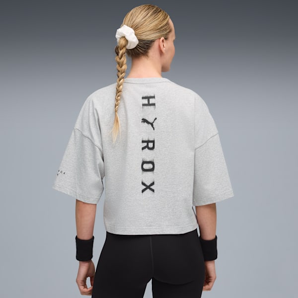 Remera corta PUMA x HYROX Lifestyle para mujer, Light Gray Heather, large-ARG