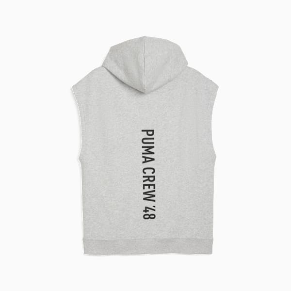 French Terry Sleeveless Hoodie Men, Light Gray Heather, large-MEX