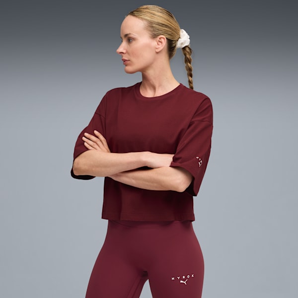 PUMA x HYROX City Lifestyle Tee Women, Ruby Shimmer, large-MEX