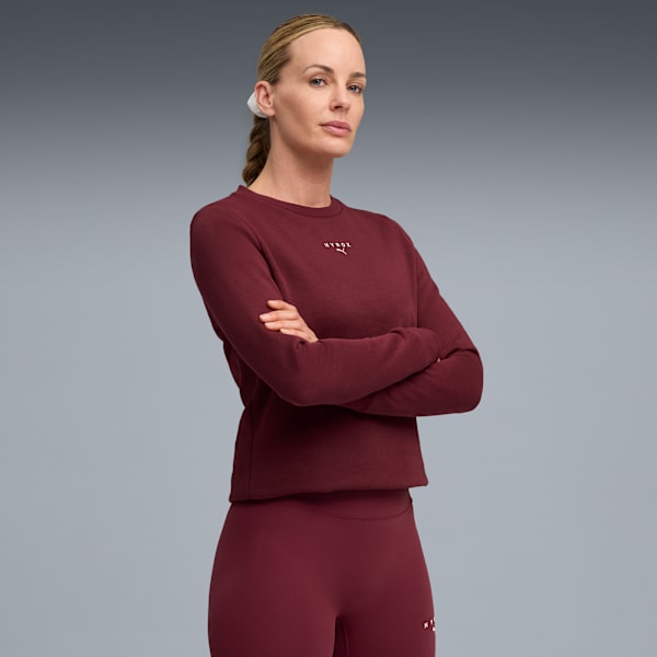 PUMA x HYROX Heavyweight Crew Women, Ruby Shimmer, large-ZAF