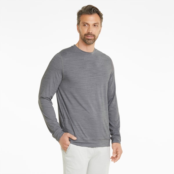 CLOUDSPUN GRYLBL Crew Neck Golf Sweatshirt Men, QUIET SHADE Heather, large-ZAF