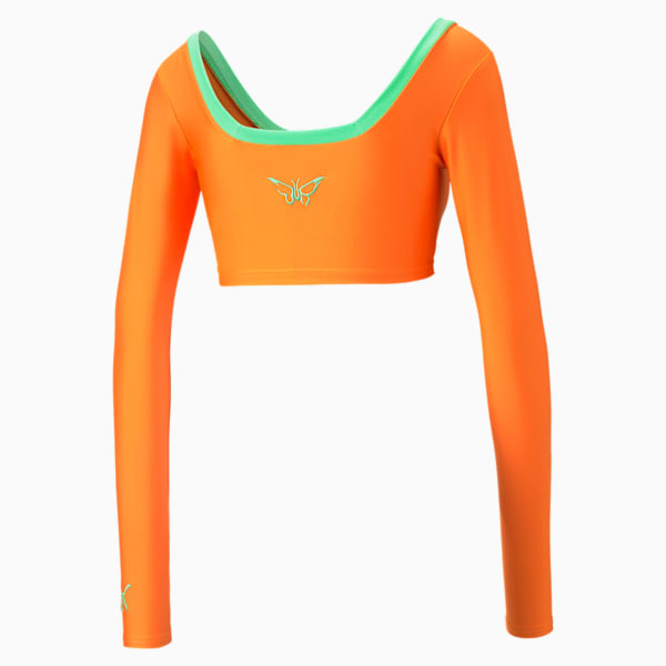 PUMA x DUA LIPA Long Sleeve Crop Tee Women, Carrot, large-ZAF