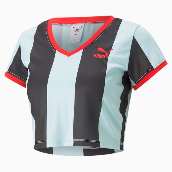 PUMA x DUA LIPA Slim Tee Women, Blue Glow-Puma Black, large-ZAF