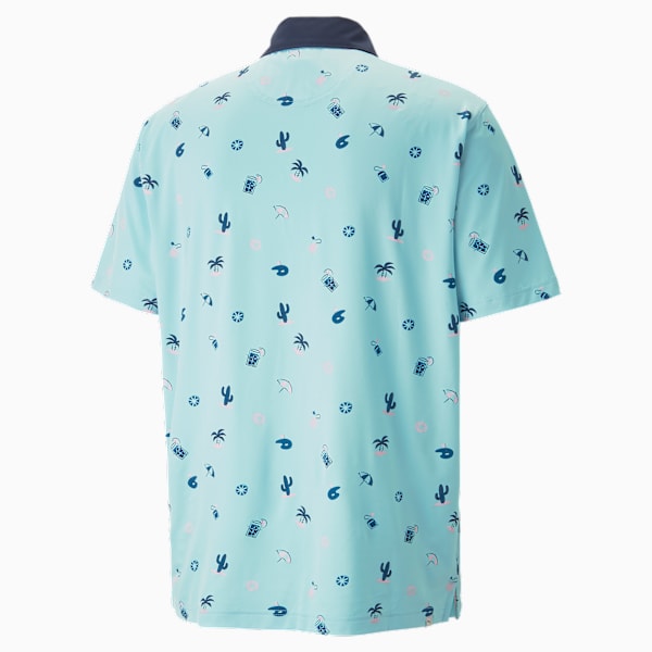 PUMA x Arnold Palmer Mattr Dunes Golf Polo Shirt Men, Tropical Aqua-Navy Blazer, large-ZAF