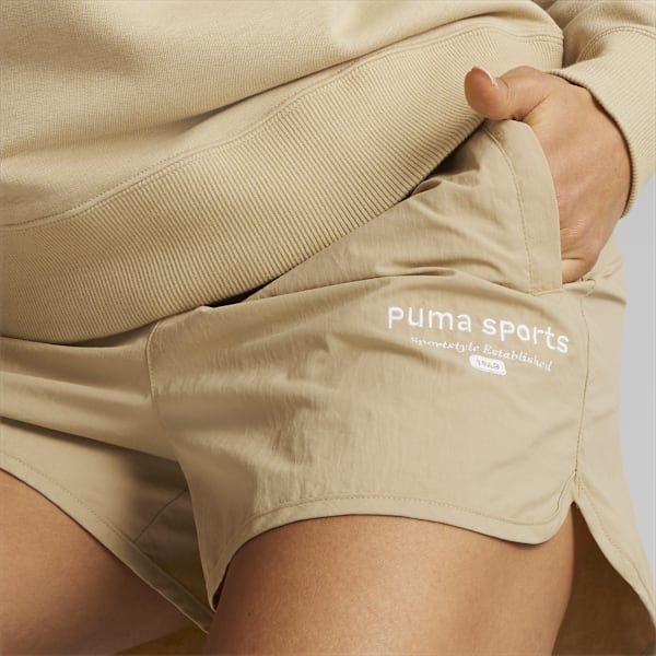 Shorts para mujer PUMA TEAM, Sand Dune, large-ARG