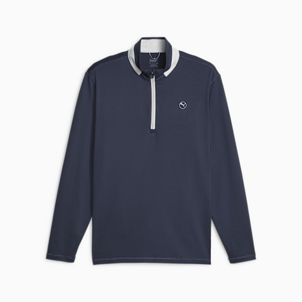 Men's Golf Lightweight Quarter-Zip, Navy Blazer-Ash Gray, large-ZAF