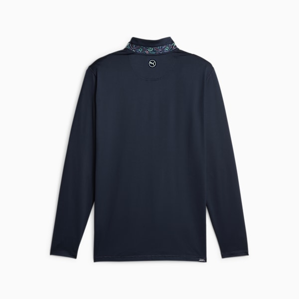 PUMA x LIBERTY Men's Golf Quarter-zip, Navy Blazer-Green Fog, large-ZAF