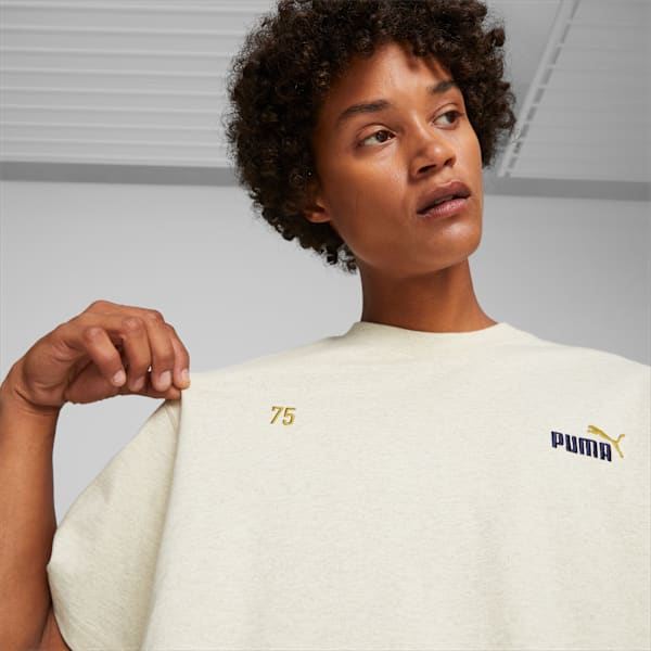 PUMA 75 Logo Celebration Men's Tee, Beige Heather, large-ZAF