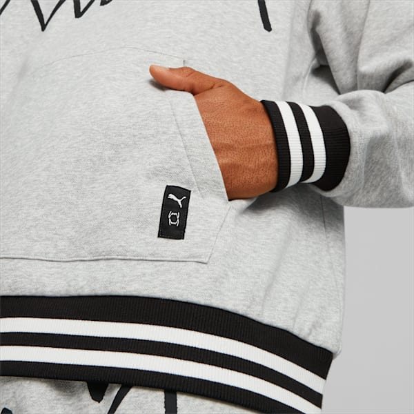 Buzo de basketball para hombre Franchise Core, Light Gray Heather-PUMA Black, large-ARG