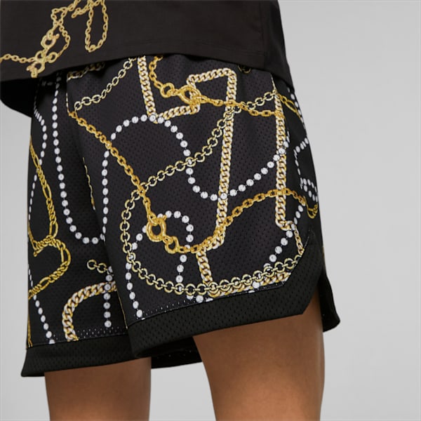 Gold Standard Women's Basketball Shorts, PUMA Black-AOP, large-ZAF