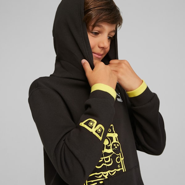 Buzo capucha juvenil PUMA x BOB ESPONJA, PUMA Black, large-ARG