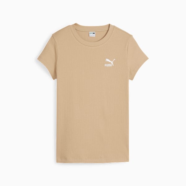 Remera ajustada Classics de canalé para mujer, Prairie Tan, large-ARG