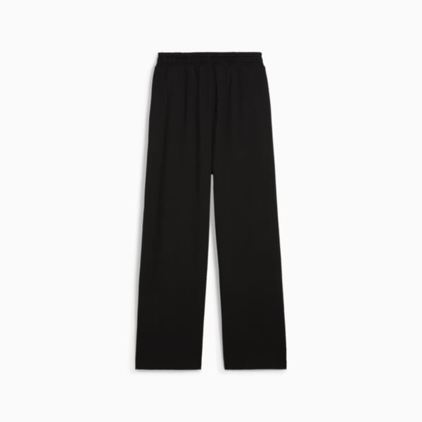 Pantalones de chándal CLASSICS de canalé y corte holgado para mujer, PUMA Black, large-ARG