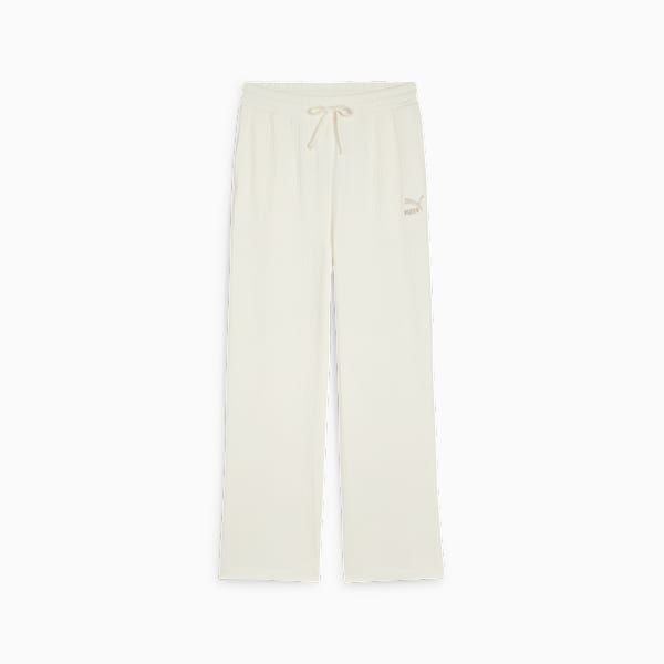 Pantalones de chándal CLASSICS de canalé y corte holgado para mujer, Frosted Ivory, large-ARG