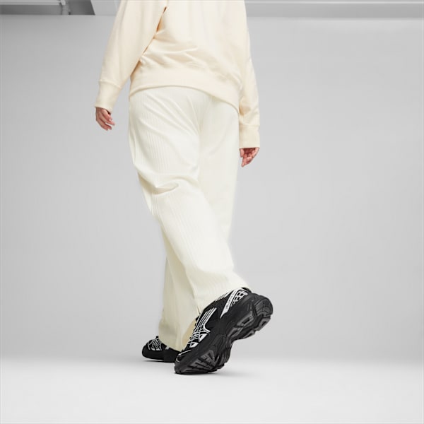 Pantalones de chándal CLASSICS de canalé y corte holgado para mujer, Frosted Ivory, large-ARG
