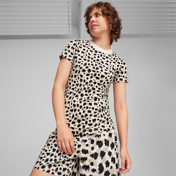 Playera semi-ajustada para mujer DOWNTOWN Kitten, Alpine Snow-AOP, large-MEX
