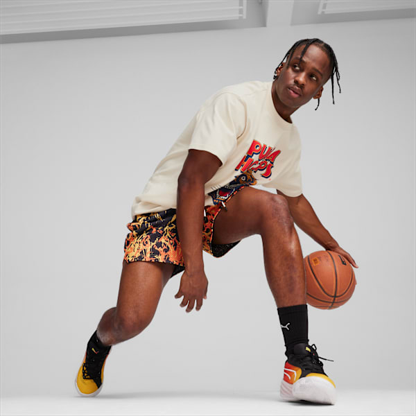 Short de Basket Straight Flames, PUMA Black-AOP, large-ARG