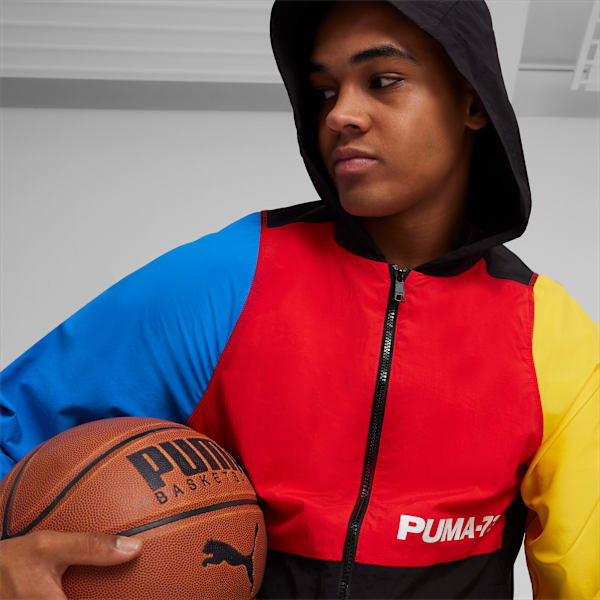Campera de basketball Winners Circle, PUMA Black-Racing Blue-Yellow Sizzle-For All Time Red, large-ARG