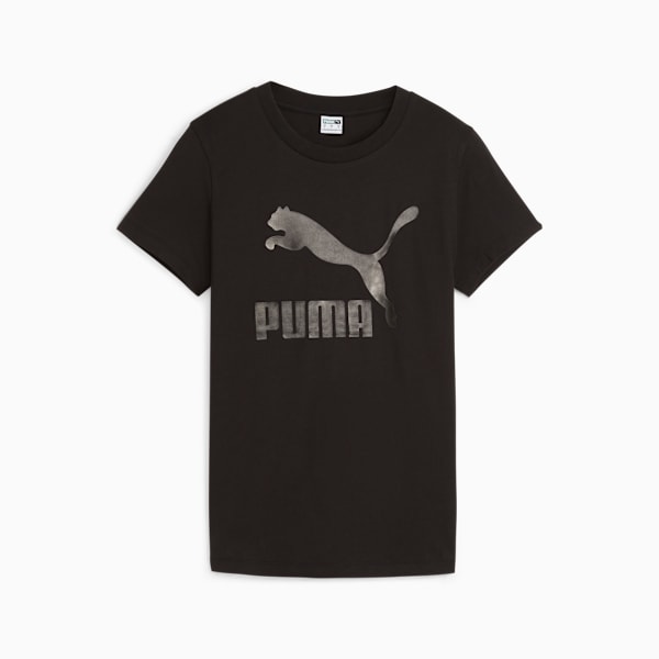 Playera para mujer CLASSICS Shiny Logo, PUMA Black, large-MEX