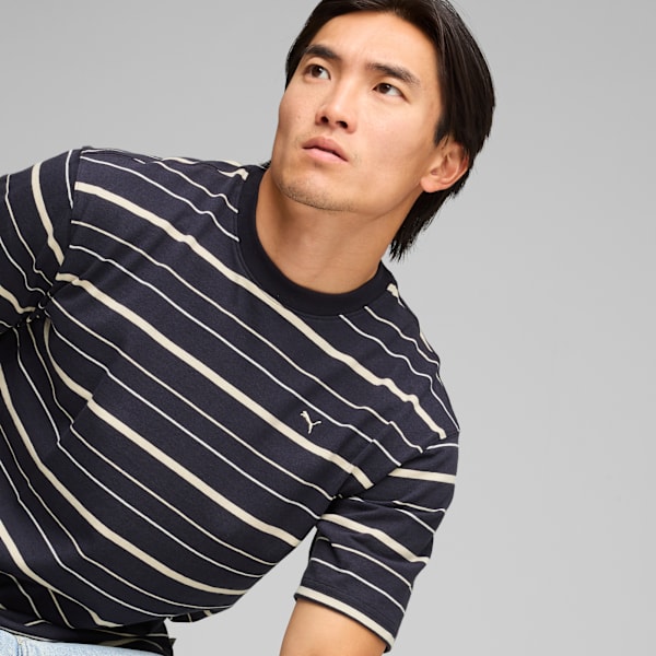 MMQ Striped Tee Men, New Navy, large-MEX