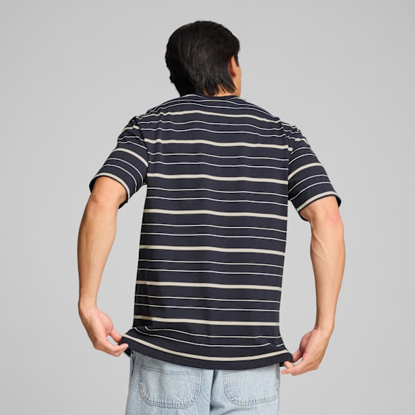 MMQ Striped Tee Men, New Navy, large-MEX