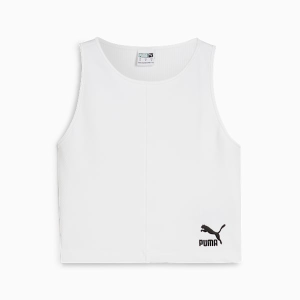 Top corto CLASSICS de canalé para mujer, PUMA White, large-ARG