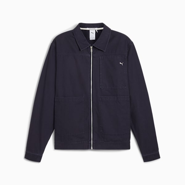 Campera de lona con cuello camisero MMQ para hombre, New Navy, large-ARG