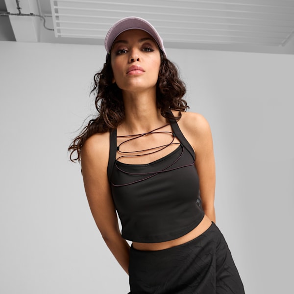 Crop top DARE TO para mujer, PUMA Black, large-ARG