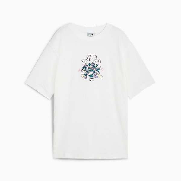 DOWNTOWN Relaxed Graphic Tee Women, PUMA White, large-MEX