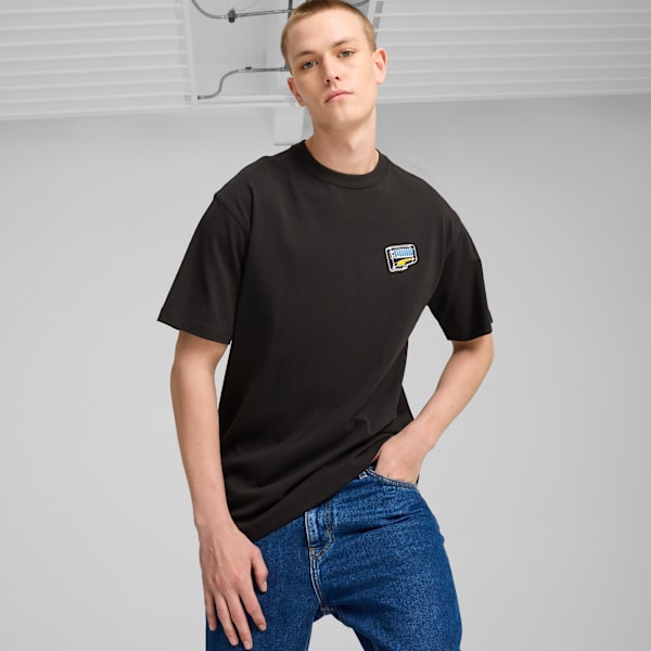 DOWNTOWN Relaxed Graphic Tee Men, PUMA Black-Fresh Pear, large-MEX